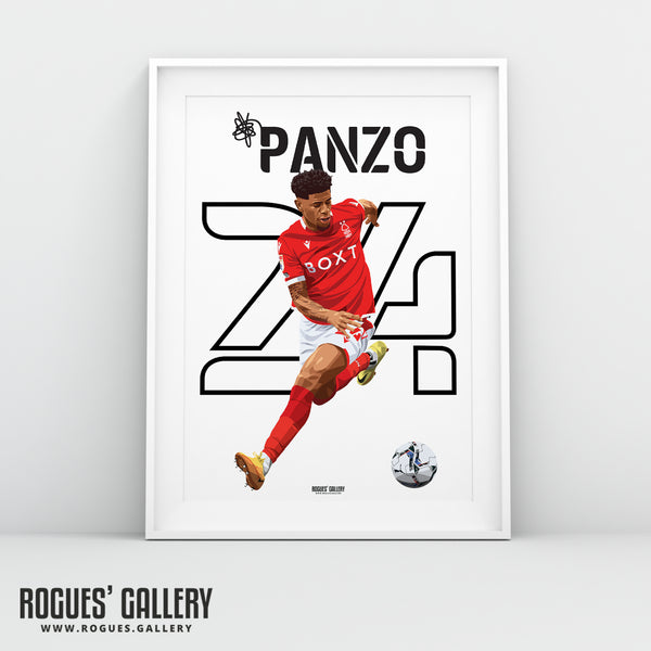 Jonathan Panzo - Nottingham Forest - A0, A1, A2 or A3 Name & Number Prints