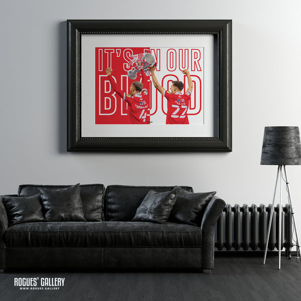 It's In Our Blood - Joe Worrall & Ryan Yates Raise The Trophy As Nottingham Forest Win Promotion - Signed A3 Prints