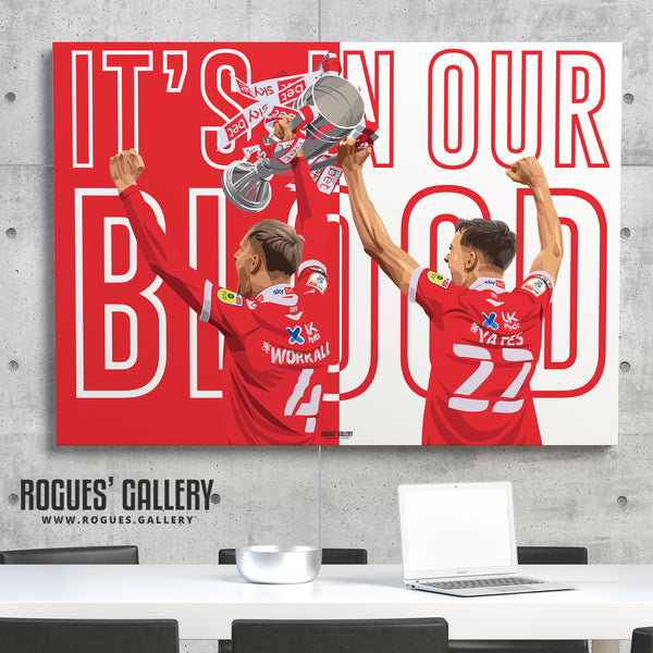 It's In Our Blood - Joe Worrall & Ryan Yates Raise The Trophy As Nottingham Forest Win Promotion - Signed A3 Prints