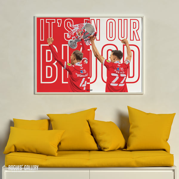 It's In Our Blood - Joe Worrall & Ryan Yates Raise The Trophy As Nottingham Forest Win Promotion - Signed A3 Prints