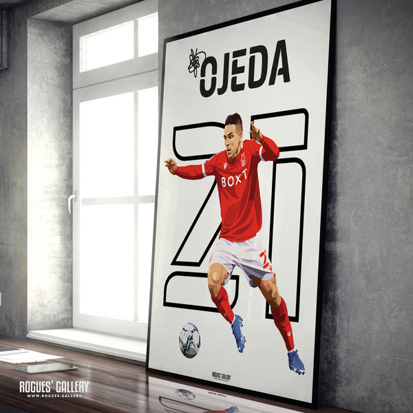 Braian Ojeda - Nottingham Forest - Signed A3 Name & Number Prints