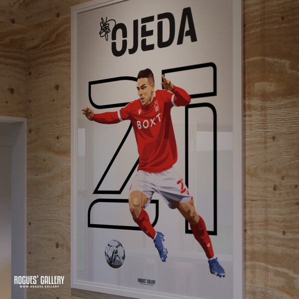 Braian Ojeda - Nottingham Forest - Signed A3 Name & Number Prints