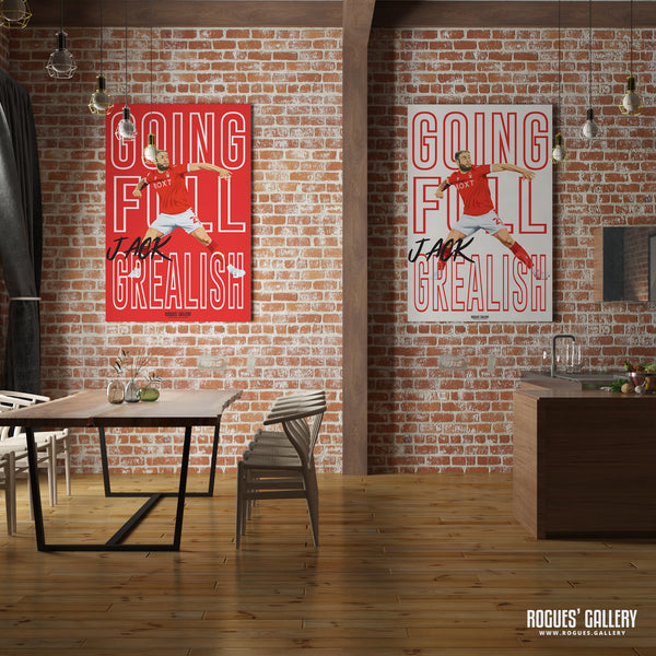 Full Jack Grealish - Steve Cook, Nottingham Forest - Signed A3 Chant Prints