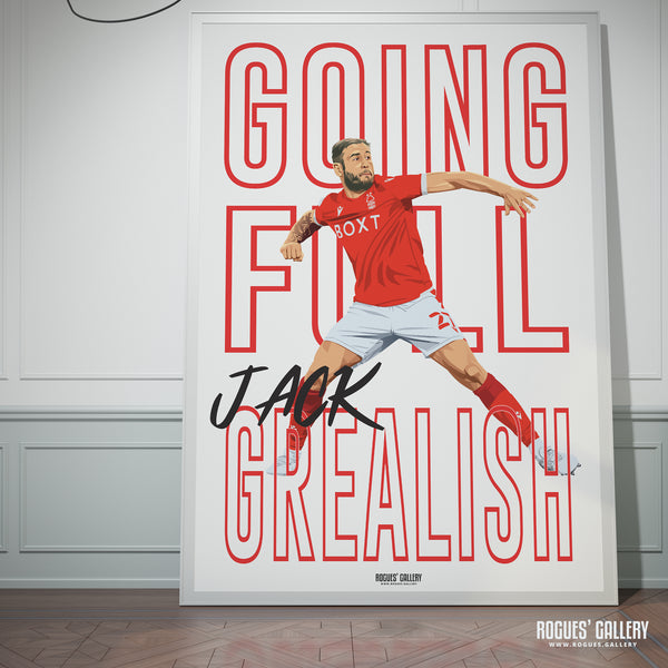 Full Jack Grealish - Steve Cook, Nottingham Forest - Signed A3 Chant Prints