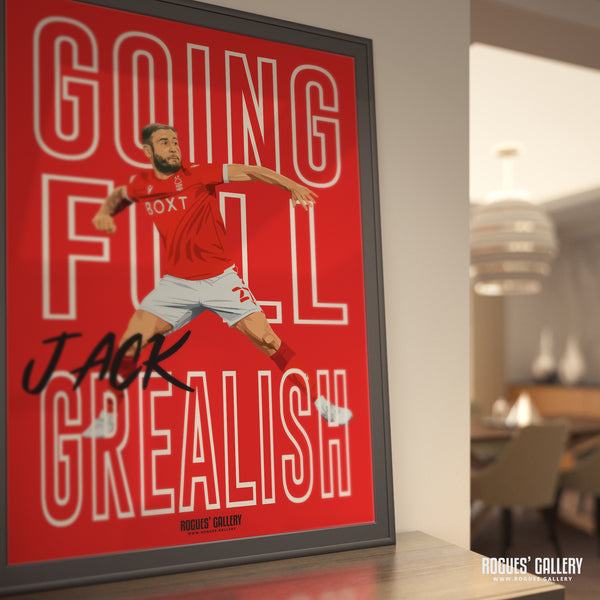 Full Jack Grealish - Steve Cook, Nottingham Forest - Signed A3 Chant Prints