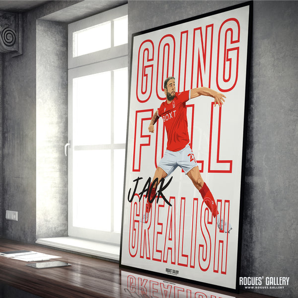 Full Jack Grealish - Steve Cook, Nottingham Forest - Signed A3 Chant Prints