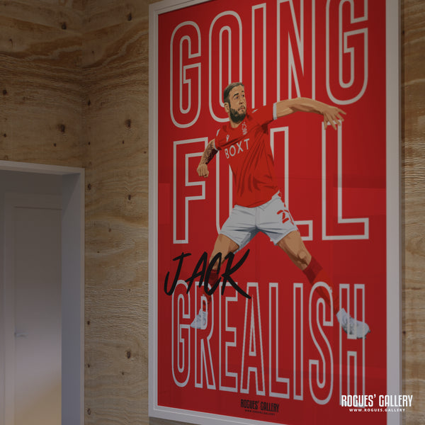 Full Jack Grealish - Steve Cook, Nottingham Forest - Signed A3 Chant Prints