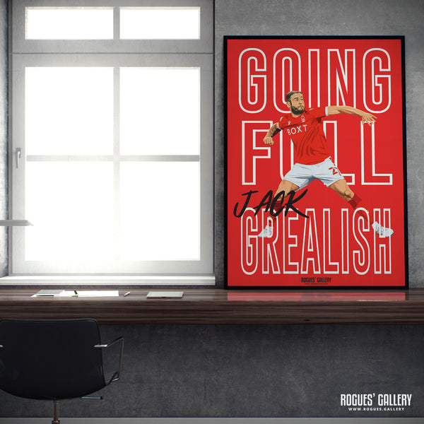 Full Jack Grealish - Steve Cook, Nottingham Forest - Signed A3 Chant Prints