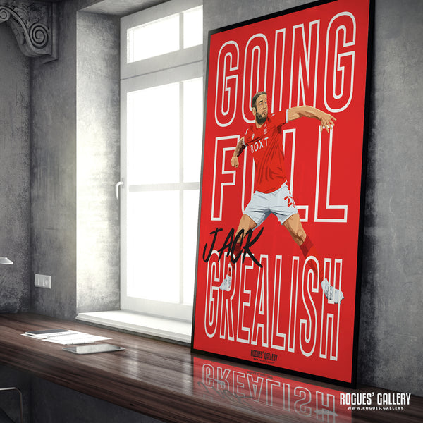 Full Jack Grealish - Steve Cook, Nottingham Forest - Signed A3 Chant Prints