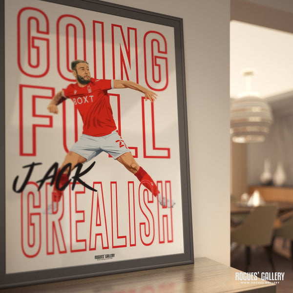 Full Jack Grealish - Steve Cook, Nottingham Forest - Signed A3 Chant Prints
