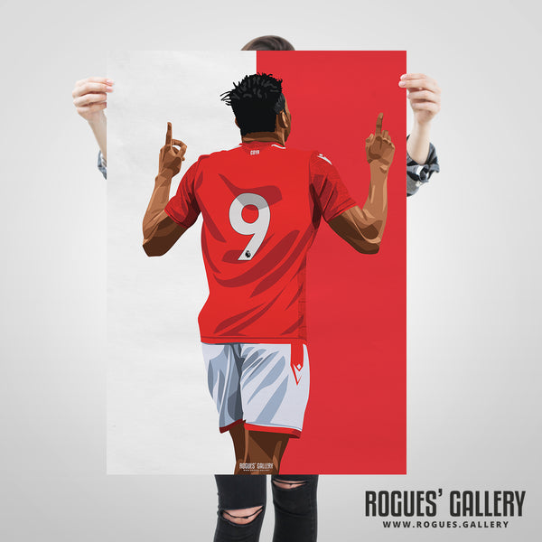 Taiwo Awoniyi - Nottingham Forest - A0, A1, A2 or A3 Red & White Prints
