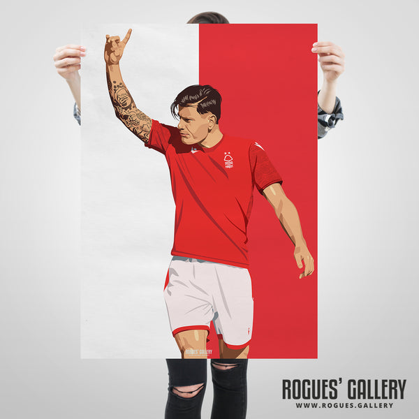 Giulian Biancone - Nottingham Forest - A0, A1, A2 or A3 Red & White Prints