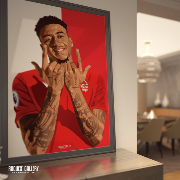 Jesse Lingard - Nottingham Forest - A0, A1, A2 or A3 Red & White Prints
