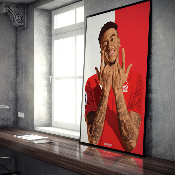 Jesse Lingard - Nottingham Forest - A0, A1, A2 or A3 Red & White Prints