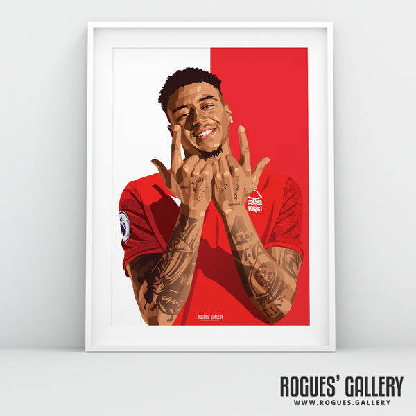 Jesse Lingard - Nottingham Forest - A0, A1, A2 or A3 Red & White Prints