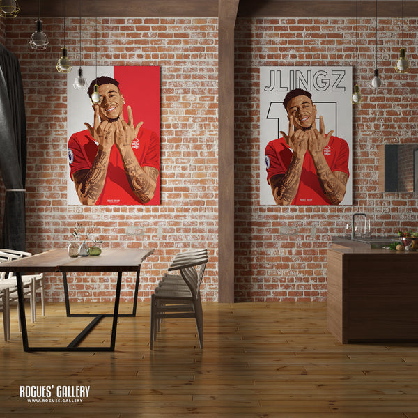 Jesse Lingard - Nottingham Forest - A0, A1, A2 or A3 Name & Number Prints