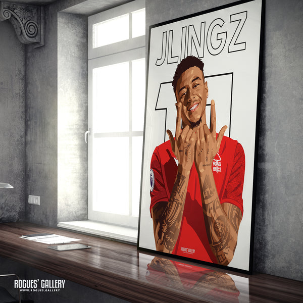 Jesse Lingard - Nottingham Forest - A0, A1, A2 or A3 Name & Number Prints