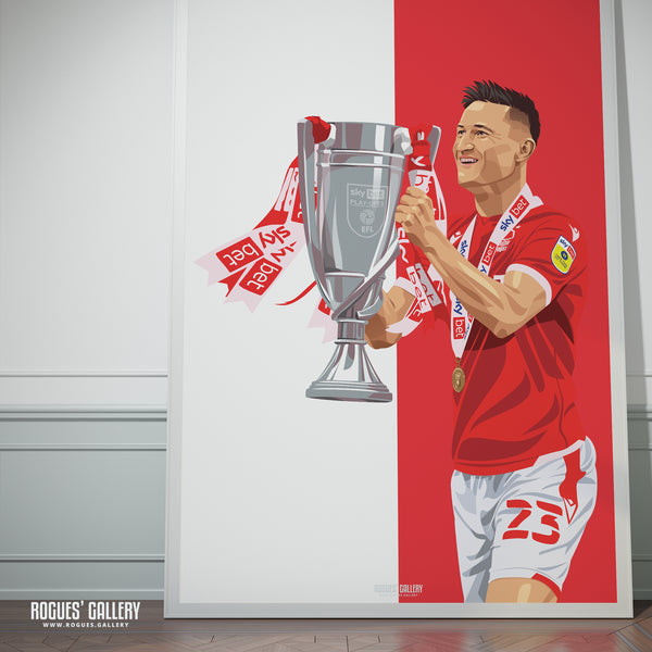 Joe Lolley with the Playoff Trophy - Nottingham Forest - A0, A1, A2 or A3 Red & White Prints