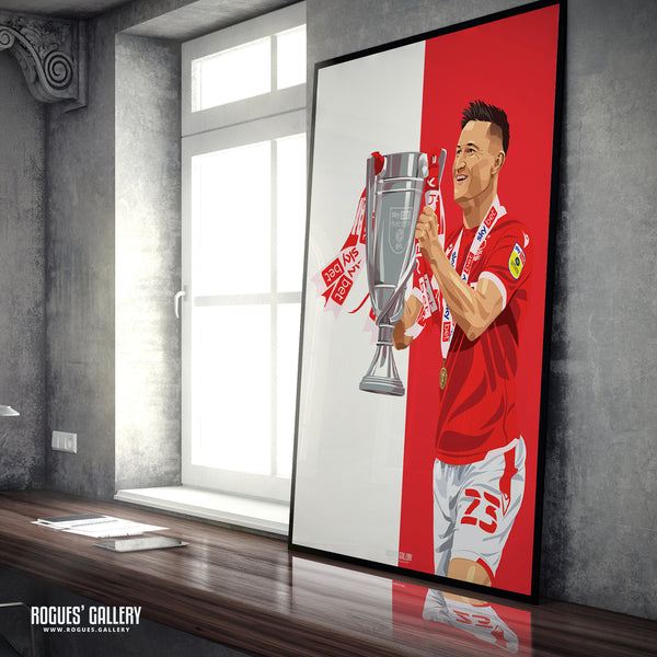 Joe Lolley with the Playoff Trophy - Nottingham Forest - A0, A1, A2 or A3 Red & White Prints