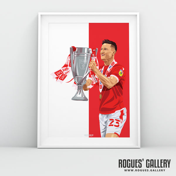 Joe Lolley with the Playoff Trophy - Nottingham Forest - A0, A1, A2 or A3 Red & White Prints