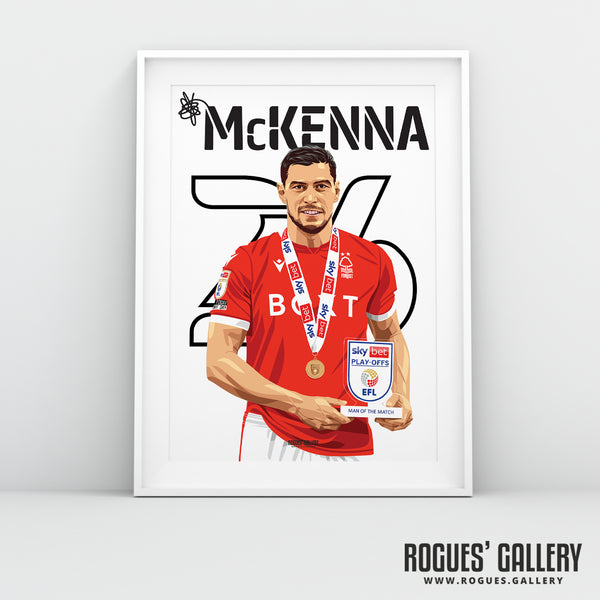 Scott McKenna: Wembley MOTM - Nottingham Forest - A0, A1, A2 or A3 Name & Number Prints