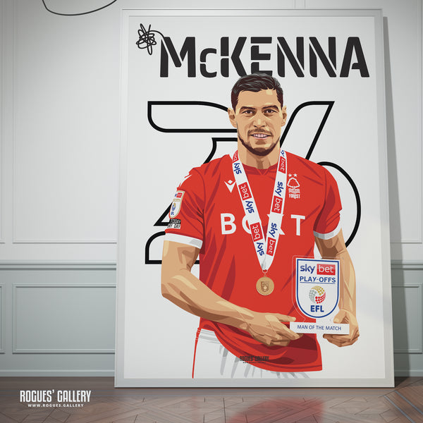 Scott McKenna: Wembley MOTM - Nottingham Forest - Signed A3 Name & Number Prints