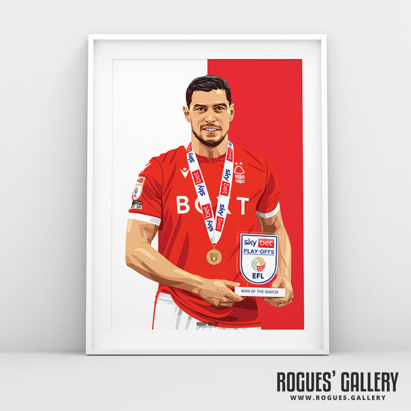 Scott McKenna: Wembley MOTM - Nottingham Forest - A0, A1, A2 or A3 Red & White Prints