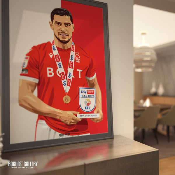 Scott McKenna: Wembley MOTM - Nottingham Forest - A0, A1, A2 or A3 Red & White Prints