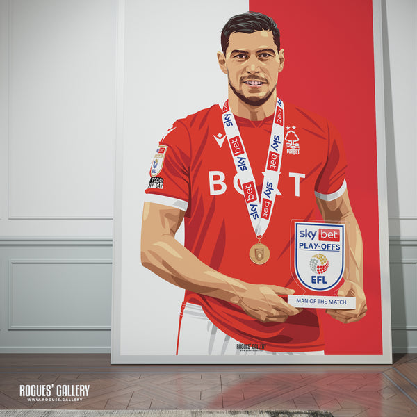 Scott McKenna: Wembley MOTM - Nottingham Forest - A0, A1, A2 or A3 Red & White Prints