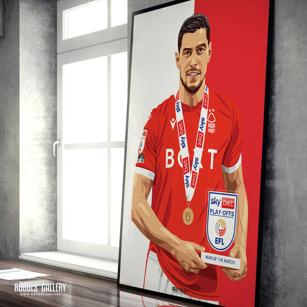 Scott McKenna: Wembley MOTM - Nottingham Forest - Signed A3 Red & White Prints