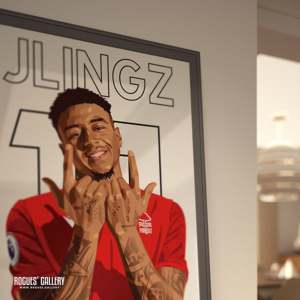 Jesse Lingard - Nottingham Forest - A0, A1, A2 or A3 Name & Number Prints