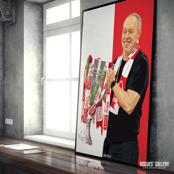 With The Cup - Steve Cooper, Nottingham Forest - Signed A3 Prints