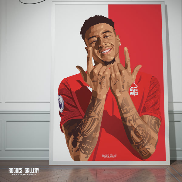 Jesse Lingard - Nottingham Forest - Signed A3 Red & White Prints
