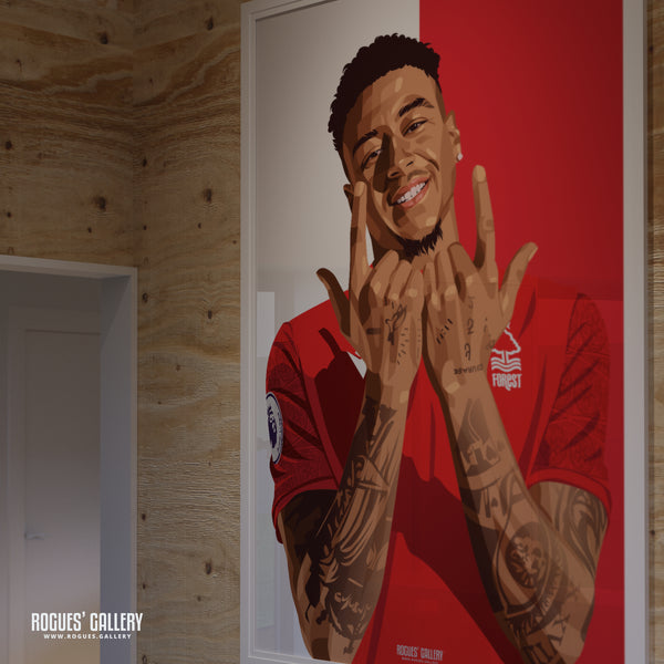 Jesse Lingard - Nottingham Forest - Signed A3 Red & White Prints
