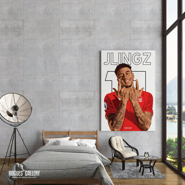 Jesse Lingard - Nottingham Forest - Signed A3 Name & Number Prints