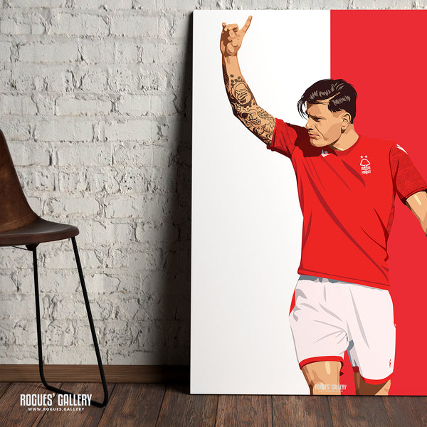 Giulian Biancone - Nottingham Forest - Signed A3 Red & White Prints