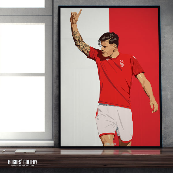 Giulian Biancone - Nottingham Forest - Signed A3 Red & White Prints