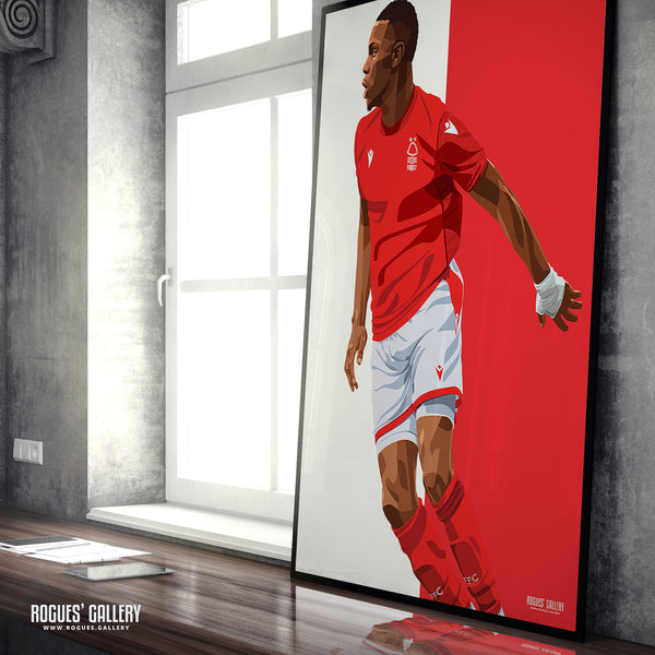 Moussa Niakhate - Nottingham Forest - Signed A3 Red & White Prints