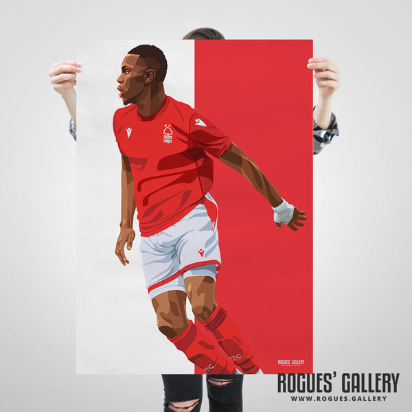 Moussa Niakhate - Nottingham Forest - Signed A3 Red & White Prints