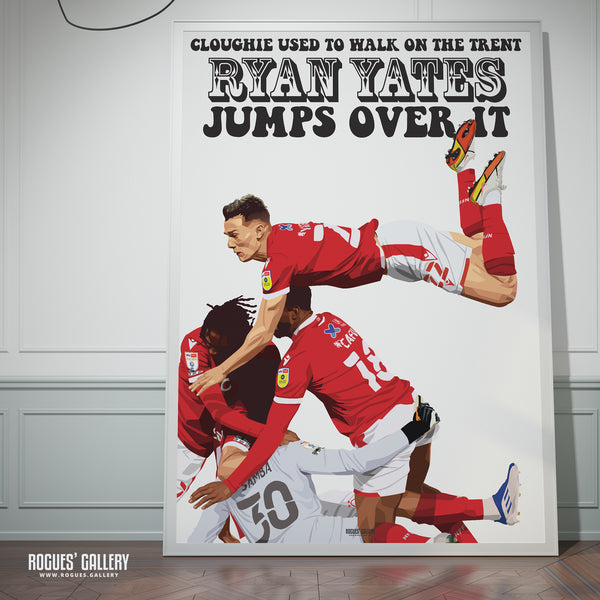 Ryan Yates Jumps Over The Trent - Nottingham Forest - Signed A3 Prints