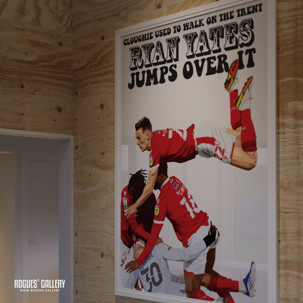 Ryan Yates Jumps Over The Trent - Nottingham Forest - Signed A3 Prints