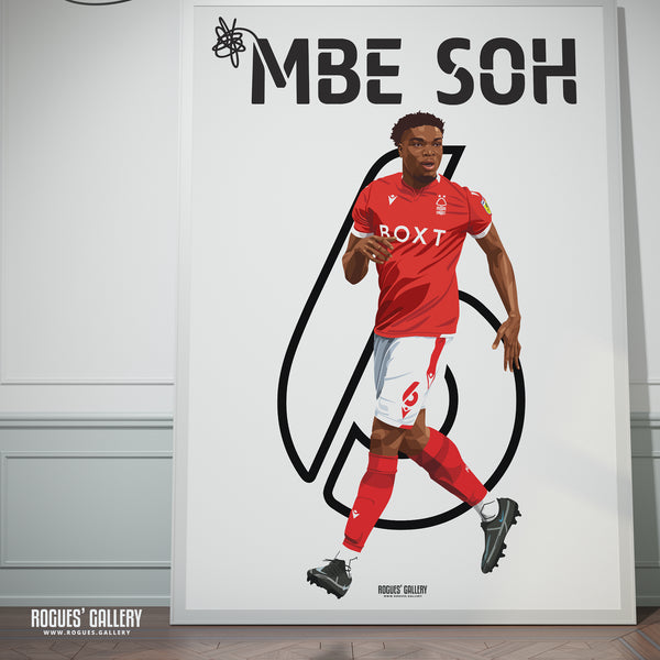 Loic Mbe Soh - Nottingham Forest - Signed A3 Name & Number Prints