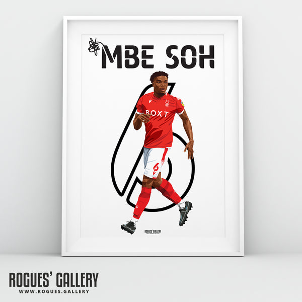 Loic Mbe Soh - Nottingham Forest - Signed A3 Name & Number Prints