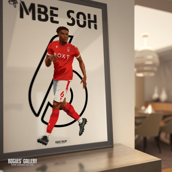 Loic Mbe Soh - Nottingham Forest - Signed A3 Name & Number Prints