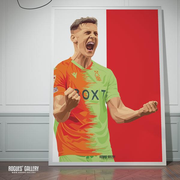Ryan Yates: 110% - Nottingham Forest - Signed A3 Red & White Print