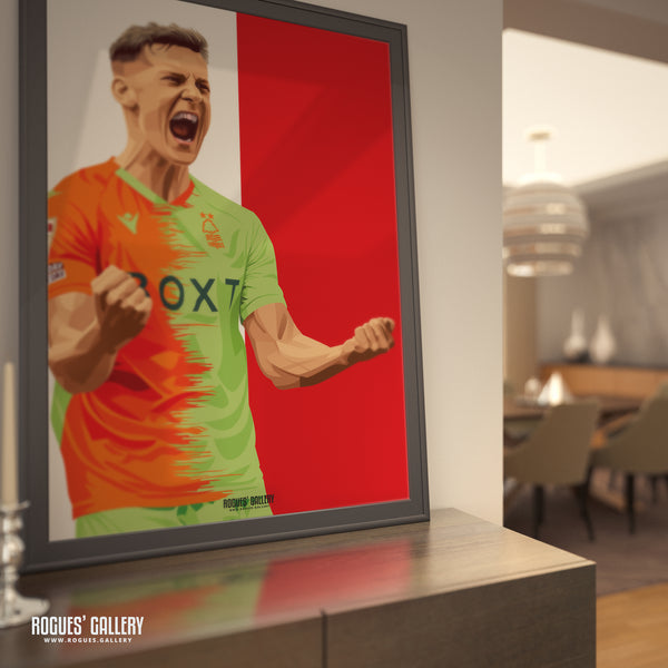 Ryan Yates: 110% - Nottingham Forest - Signed A3 Red & White Print