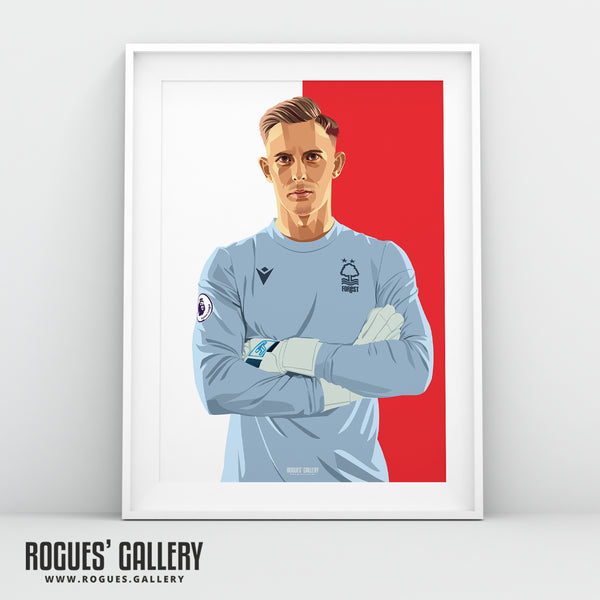Dean Henderson - Nottingham Forest - A0, A1, A2 or A3 Red & White Prints