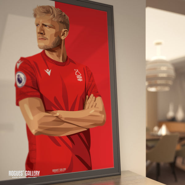 Joe Worrall - Nottingham Forest - A0, A1, A2 or A3 Red & White Prints