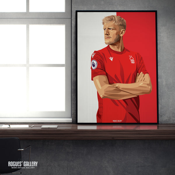 Joe Worrall - Nottingham Forest - A0, A1, A2 or A3 Red & White Prints