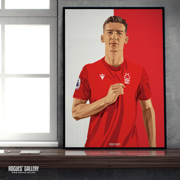Ryan Yates - Nottingham Forest Vice Captain - A0, A1, A2 or A3 Red & White Prints